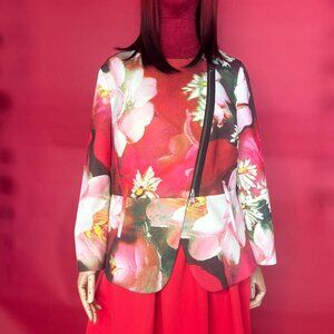 Vintage Ted Baker Floral Evening Blazer – Size 5 – Bold Statement Jacket
